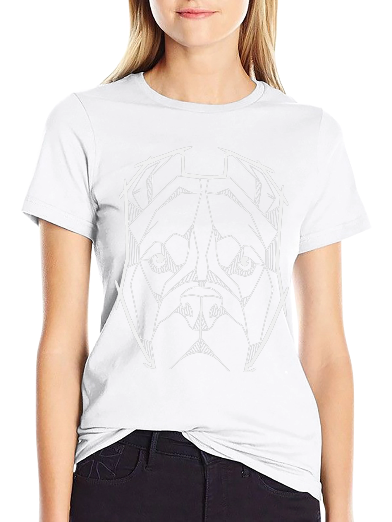 Geometric Pitbull Graphic Tee - Modern Dog Lover Shirt