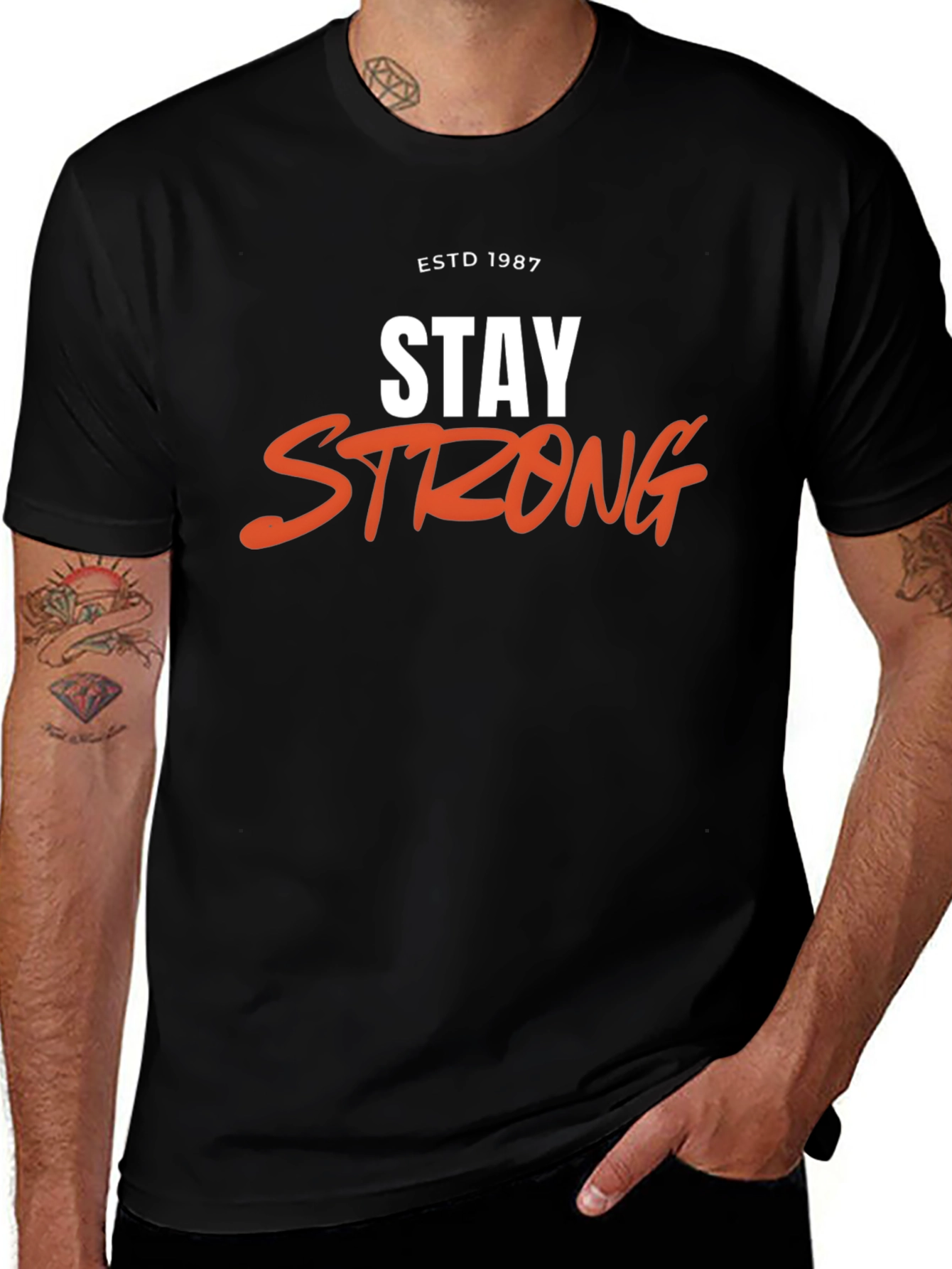 Stay Strong Graphic Tee - ESTD 1987 Black T-Shirt