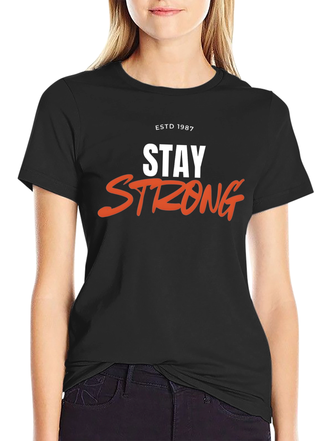 Stay Strong Graphic Tee - ESTD 1987 Black T-Shirt