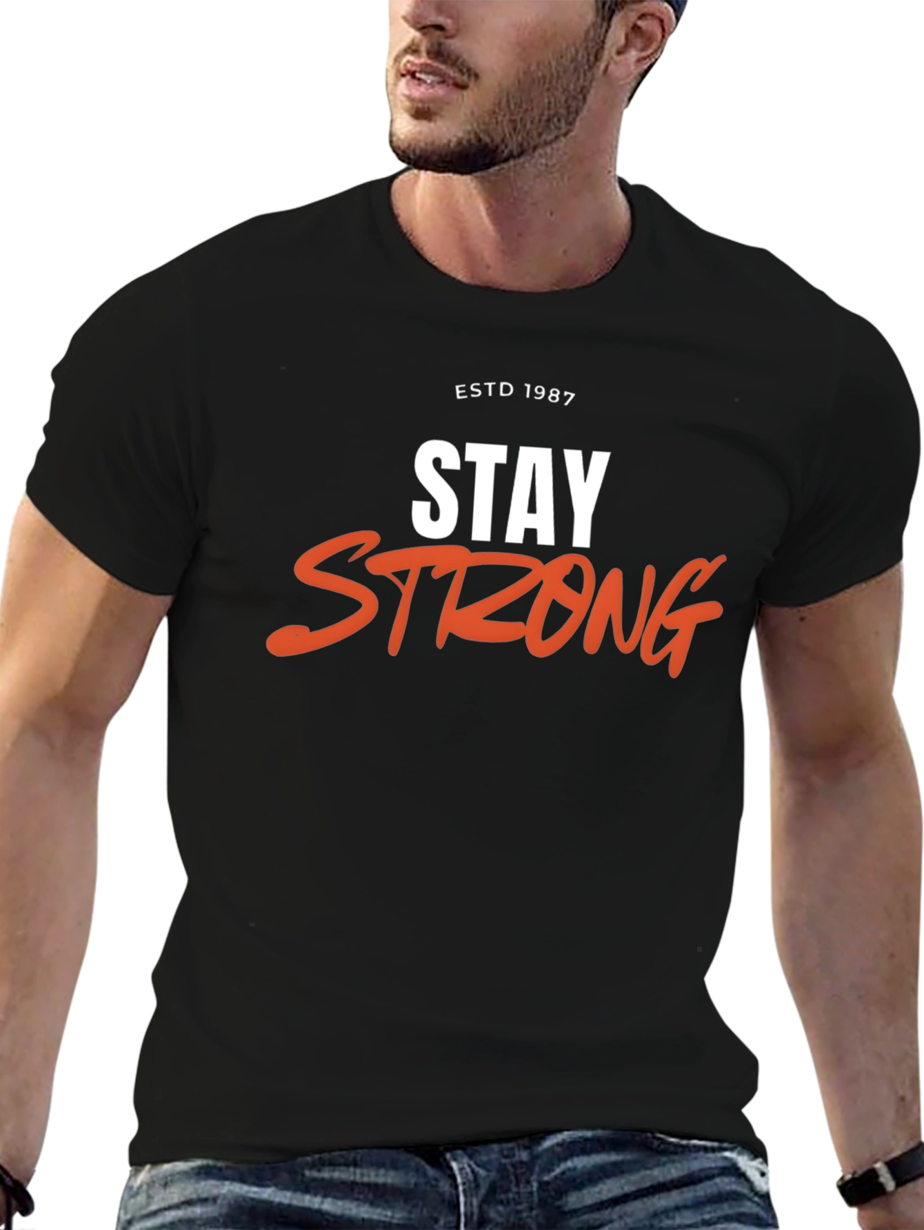Stay Strong Graphic Tee - ESTD 1987 Black T-Shirt