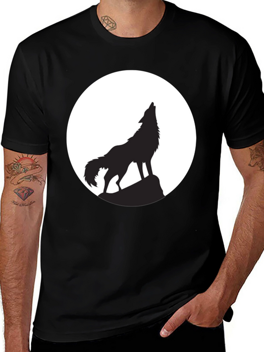 Wolf Howling at Moon Graphic T-Shirt