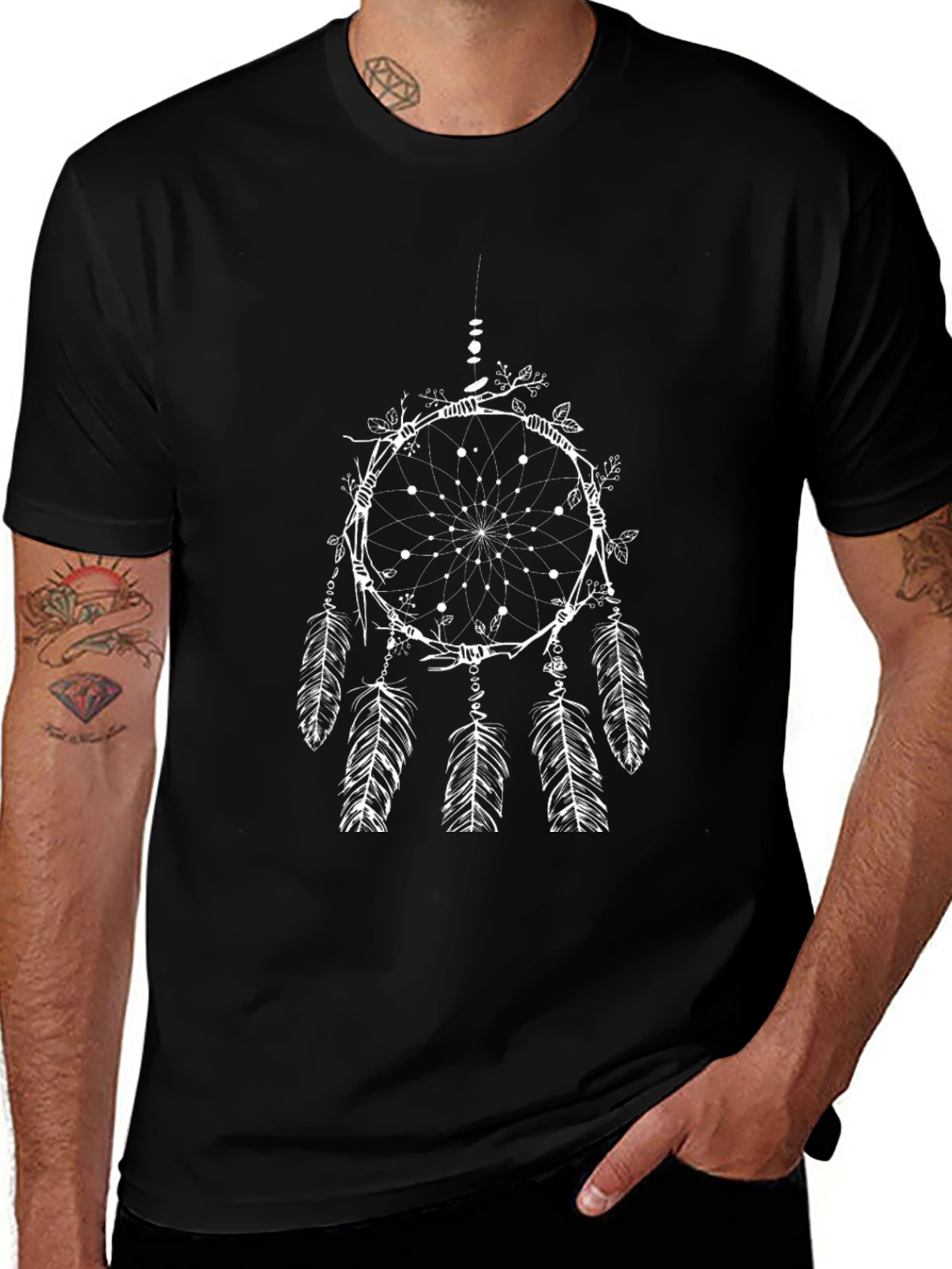Dreamcatcher Graphic Tee - Black Cotton T-Shirt