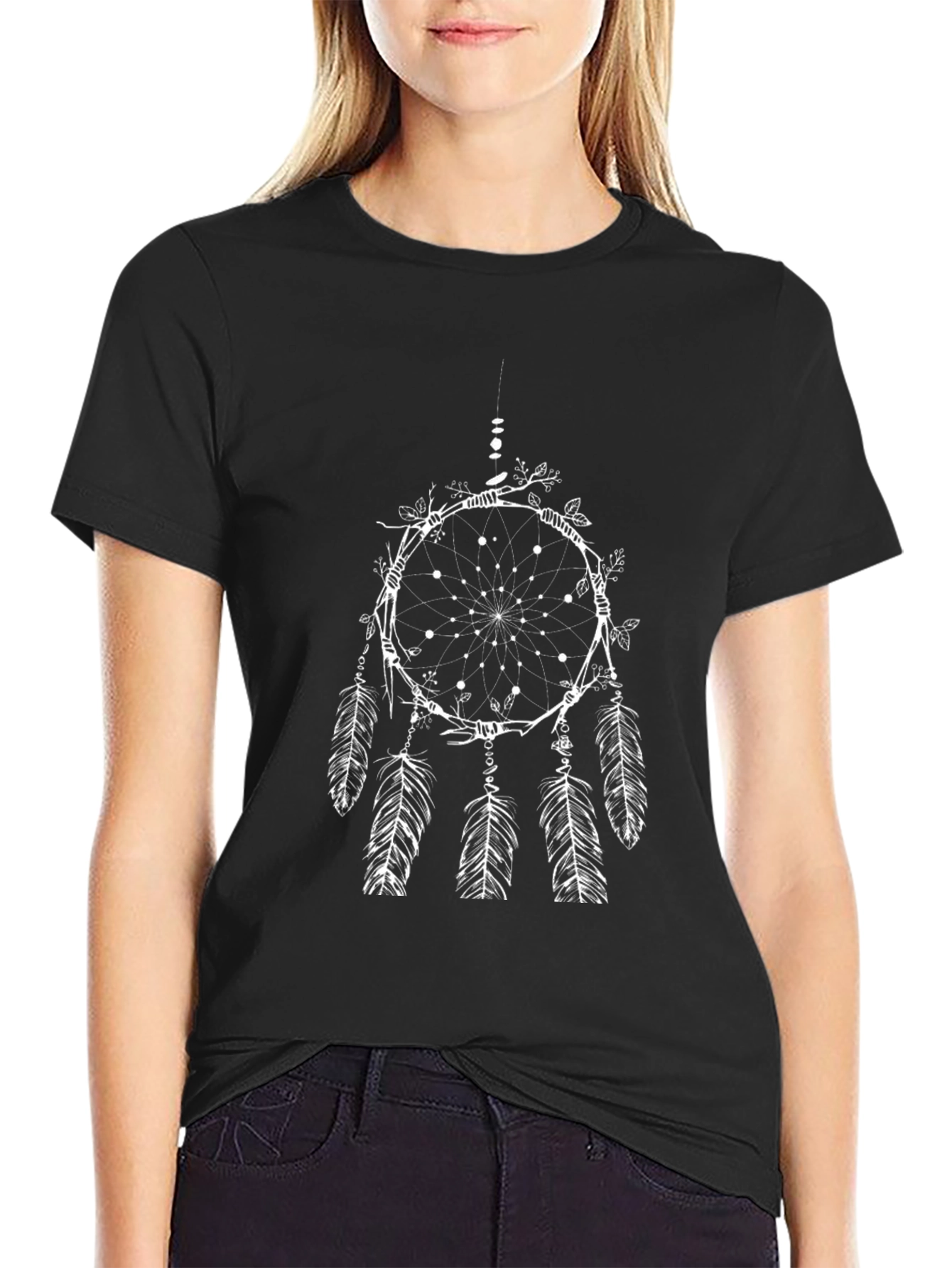Dreamcatcher Graphic Tee - Black Cotton T-Shirt