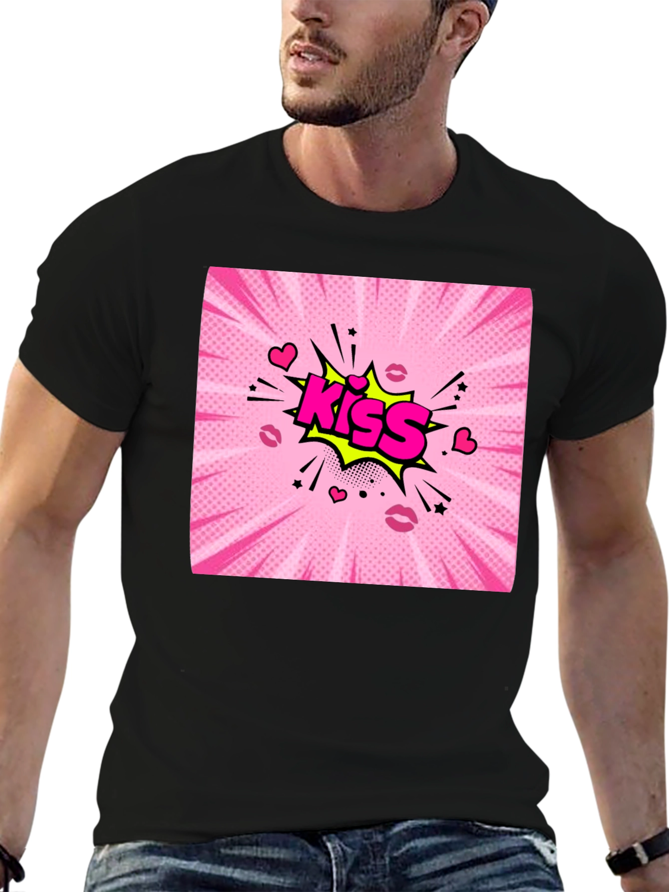 Kiss Comic Graphic T-Shirt - Bold Pop Art Design