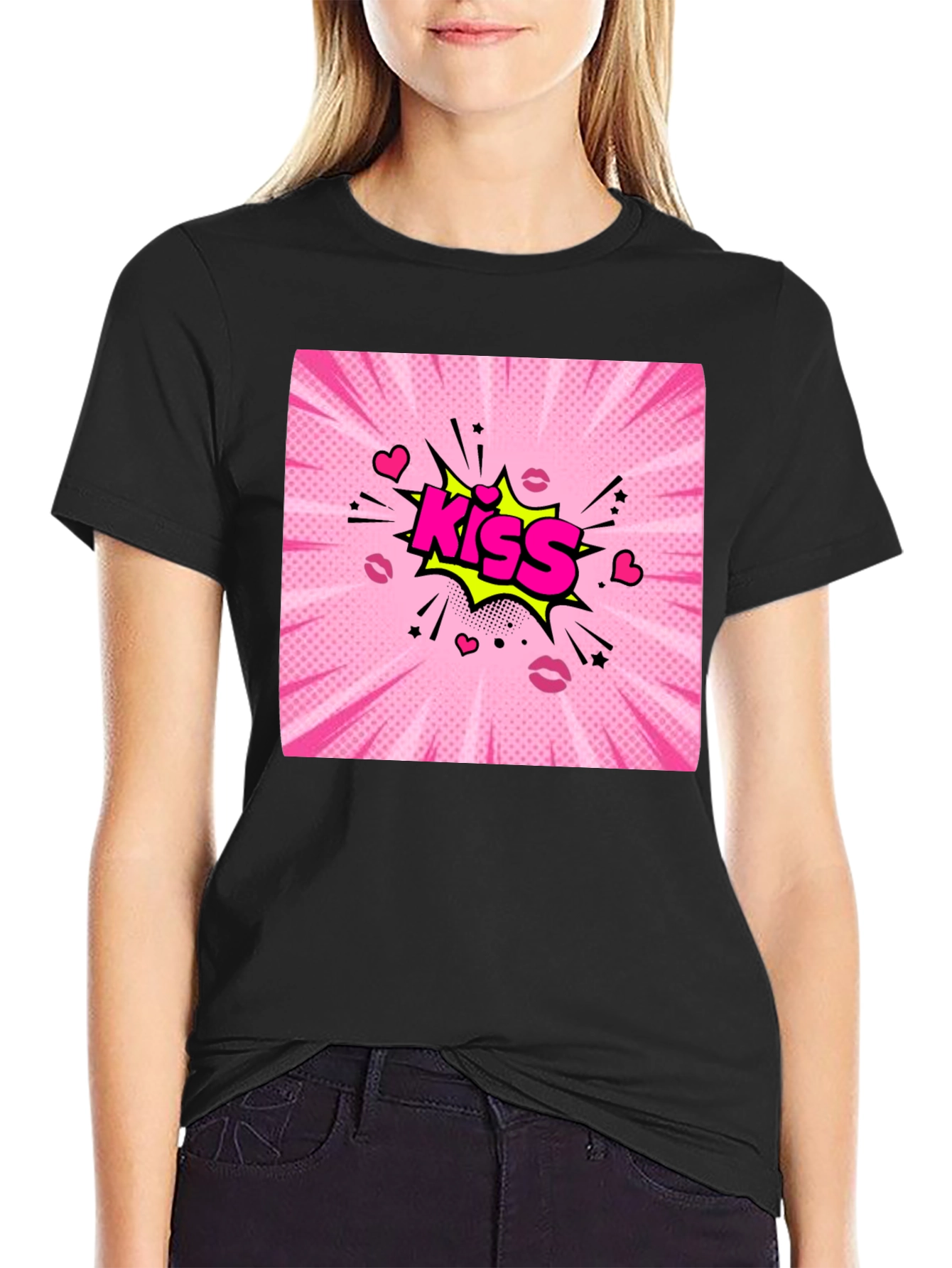 Kiss Comic Graphic T-Shirt - Bold Pop Art Design