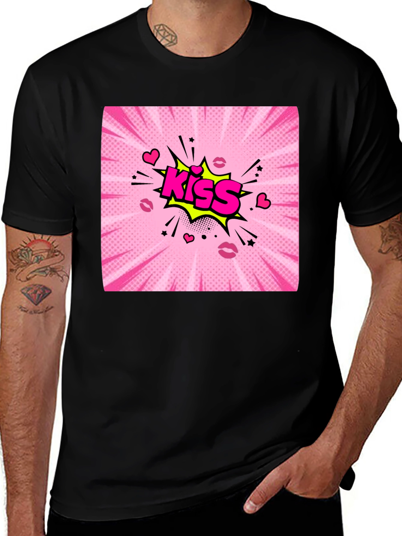 Kiss Comic Graphic T-Shirt - Bold Pop Art Design