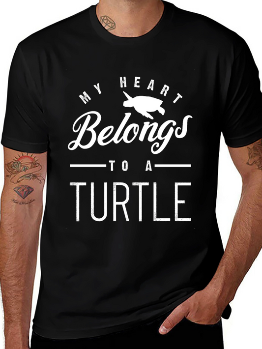 My Heart Belongs to a Turtle Black T-Shirt