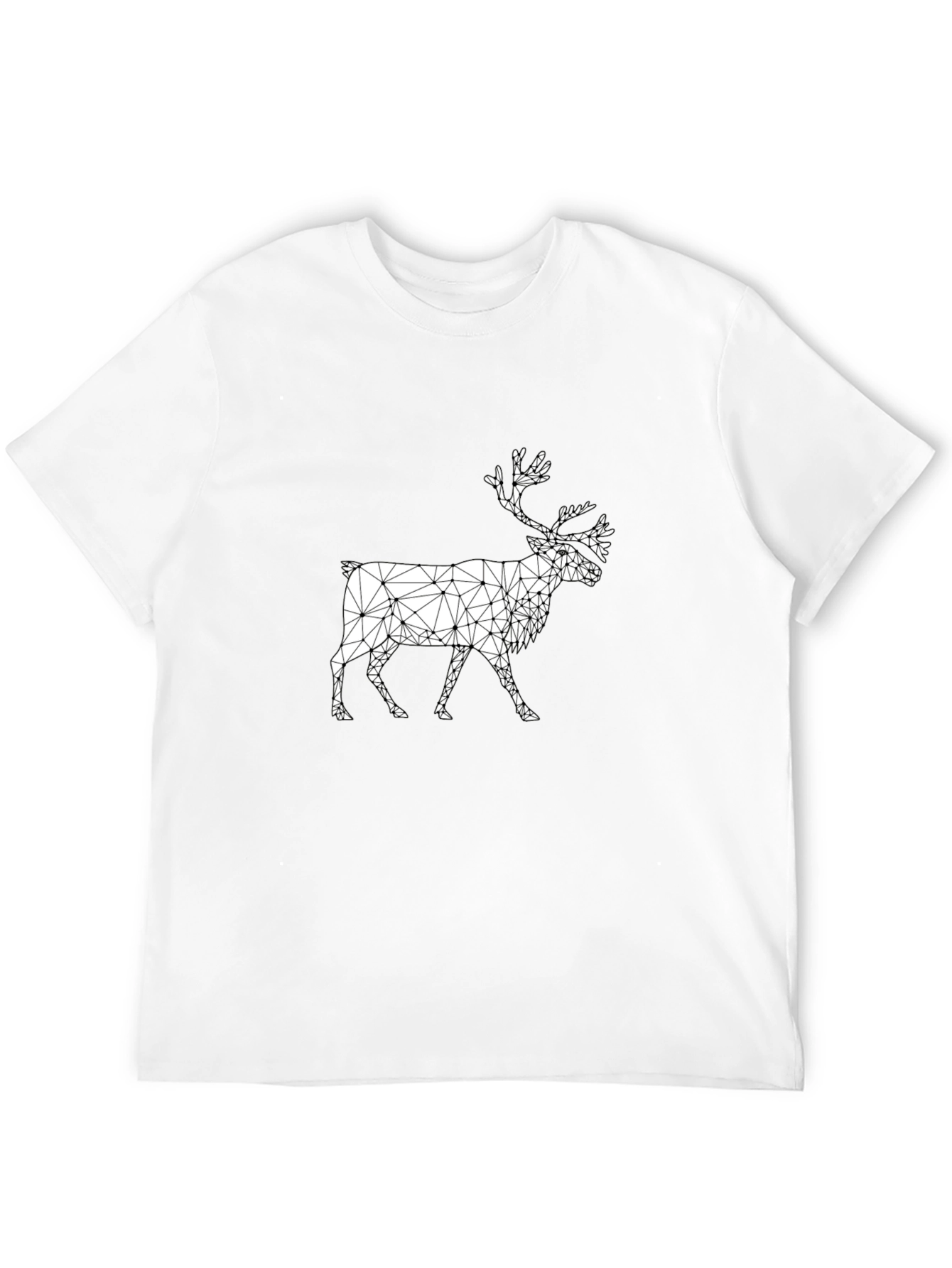 Geometric Reindeer Graphic Black T-Shirt