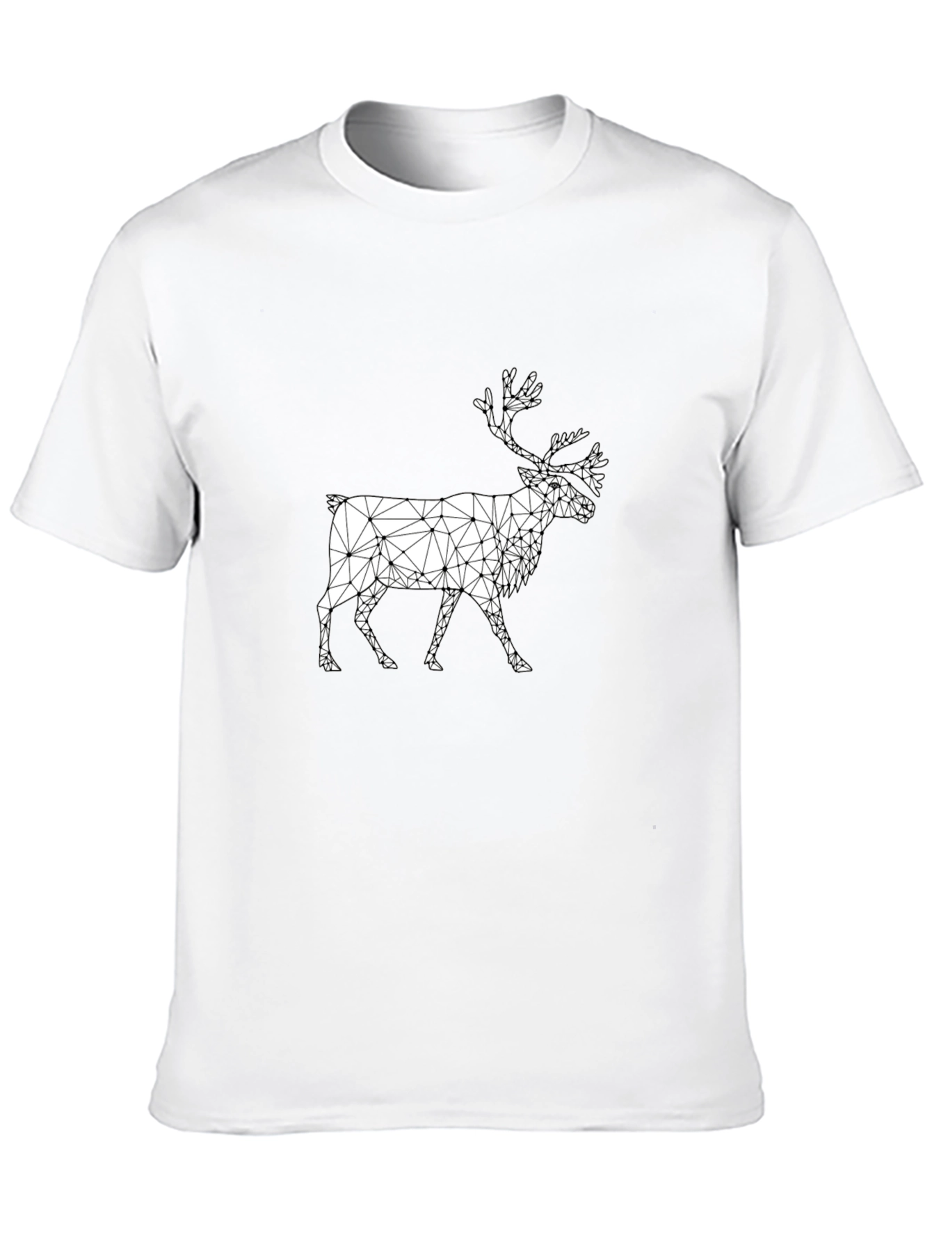Geometric Reindeer Graphic Black T-Shirt