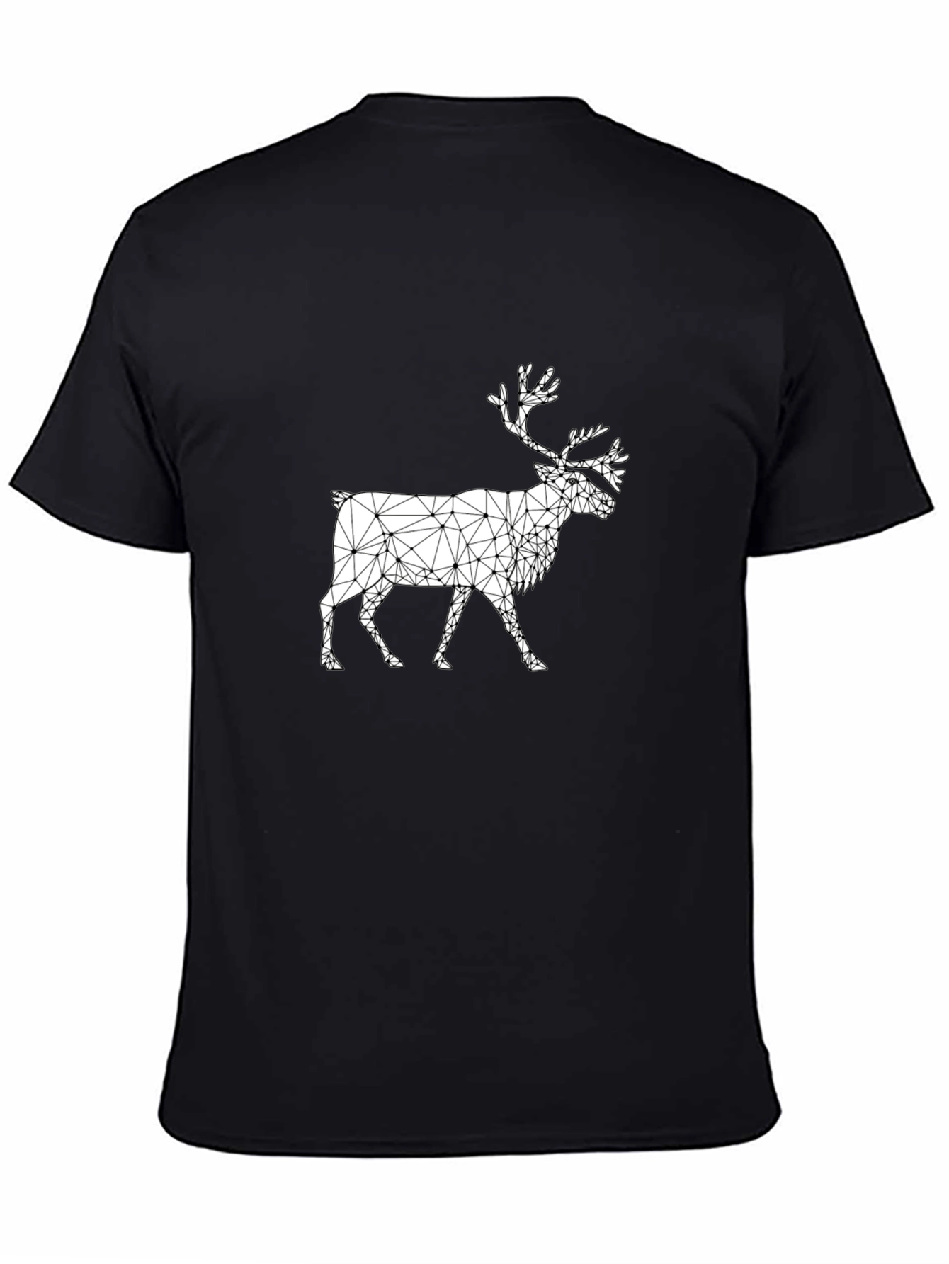 Geometric Reindeer Graphic Black T-Shirt