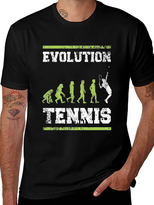 Evolution of Tennis Black Graphic T-Shirt