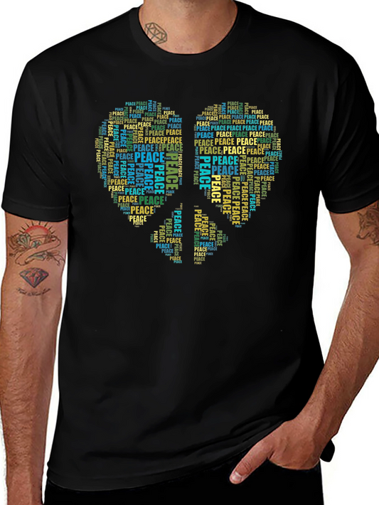 Peace Sign Word Art T-Shirt - Black