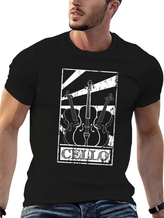 Cello Music T-Shirt Black Graphic Tee