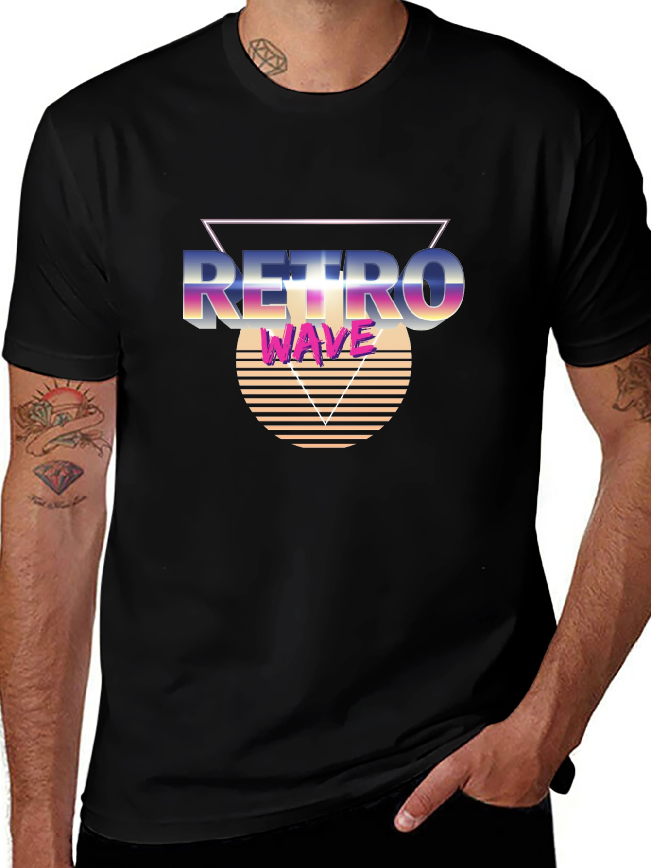 Retro Wave Graphic Tee - Black