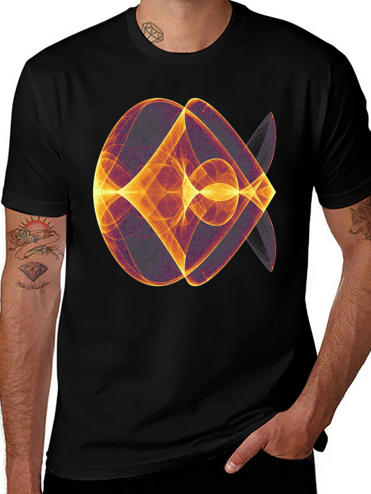 Abstract Geometric Graphic Print Black T-Shirt