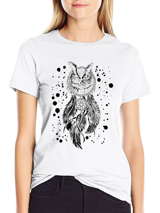 Owl Dreamcatcher Graphic Black T-Shirt