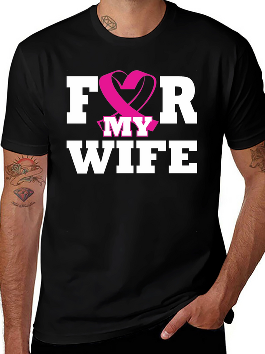 For My Wife T-Shirt Breast Cancer Awareness Black Tee