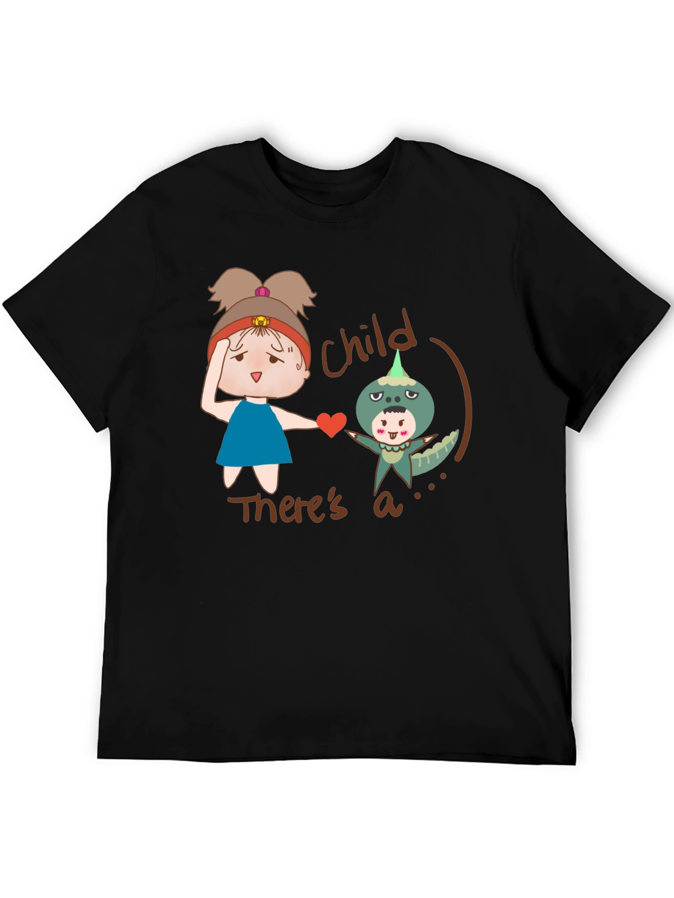 Child Theres a Monster T-Shirt - Black