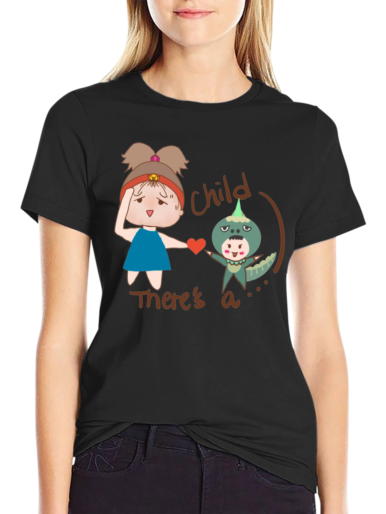 Child Theres a Monster T-Shirt - Black
