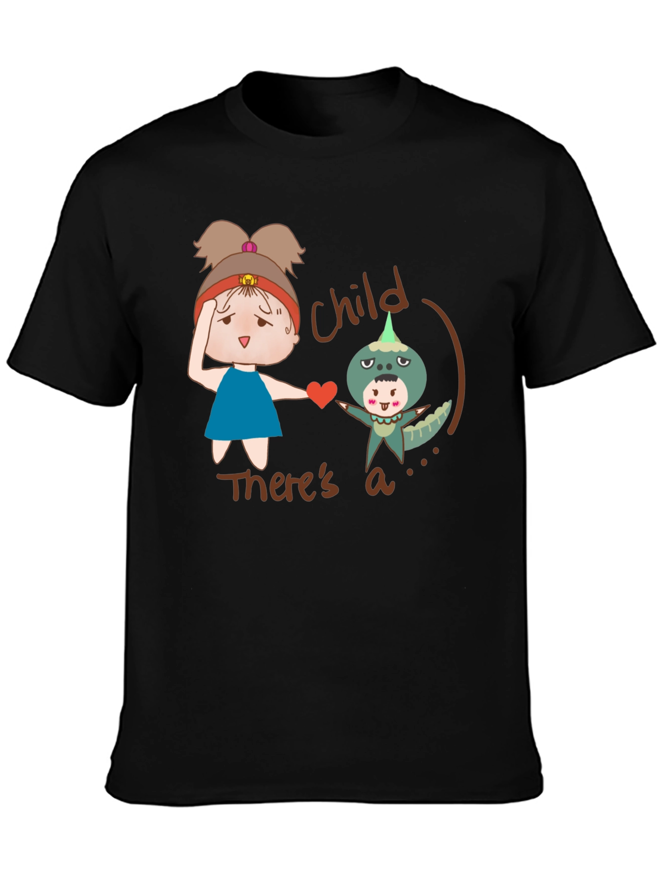 Child Theres a Monster T-Shirt - Black