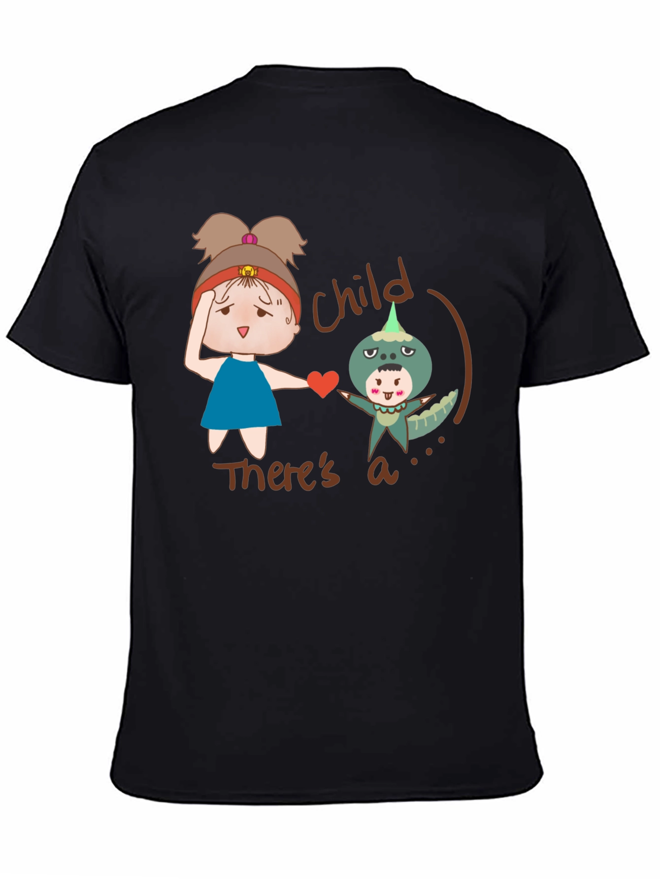 Child Theres a Monster T-Shirt - Black