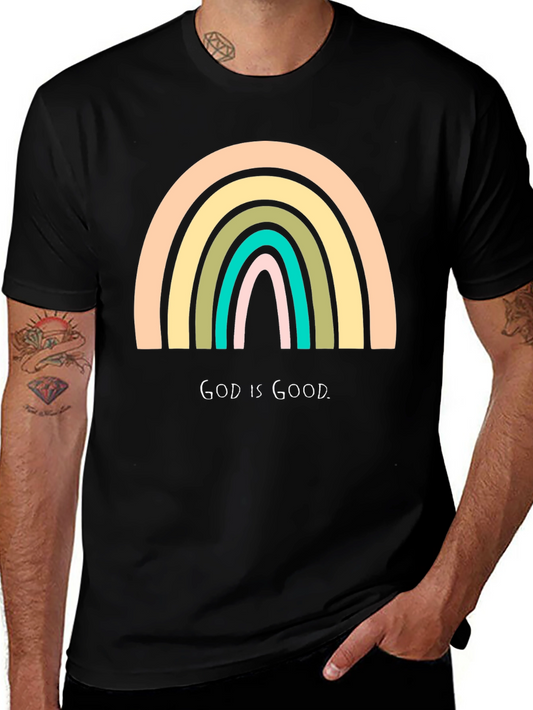 God is Good Rainbow Graphic Tee - Trendy Religious Shirt