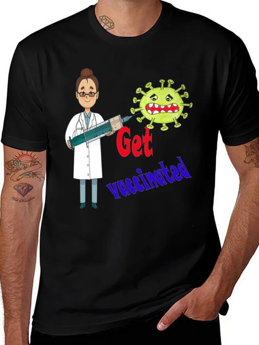Get Vaccinated T-Shirt Cartoon Virus Design