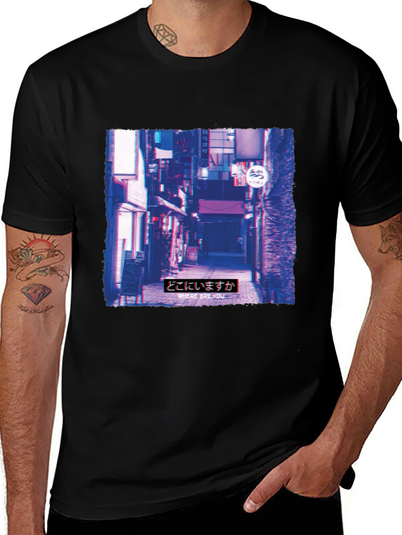 Urban Alley Graphic Print Tee - Black