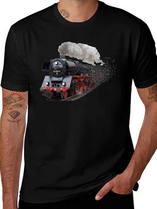 Vintage Steam Train Graphic Tee - Black