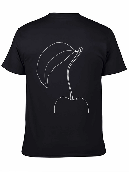 Minimalist Cherry Graphic Tee - Black