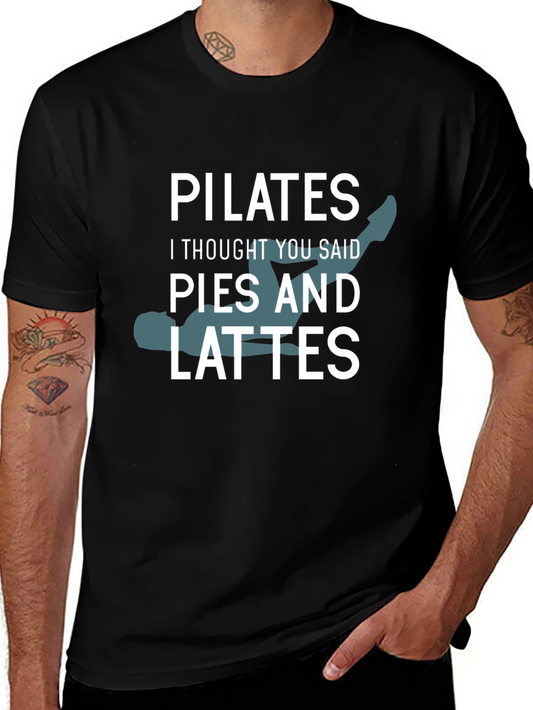 Pilates Pies & Lattes T-Shirt Funny Workout Tee