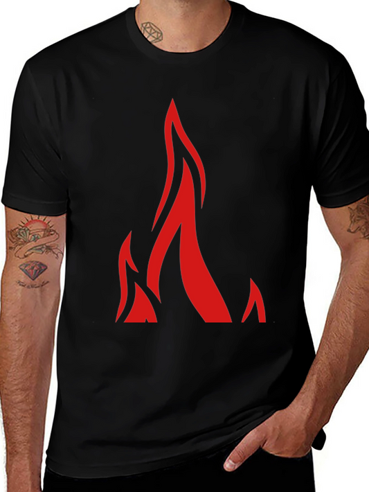 Flame Graphic Tee - Black Short Sleeve Casual T-Shirt