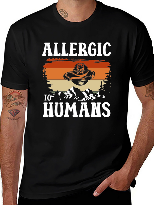Allergic to Humans UFO T-Shirt - Funny Alien Design