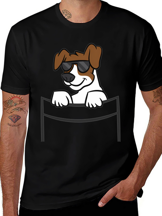 Cool Dog in Pocket T-Shirt - Unisex Black Tee