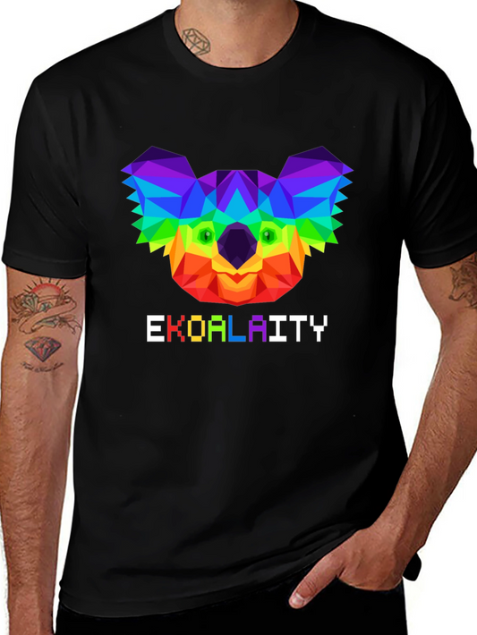 EKOALAITY Rainbow Koala Poly Graphic Black Tee