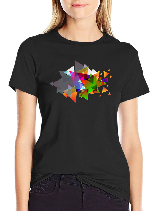 Abstract Triangle Graphic Black T-Shirt