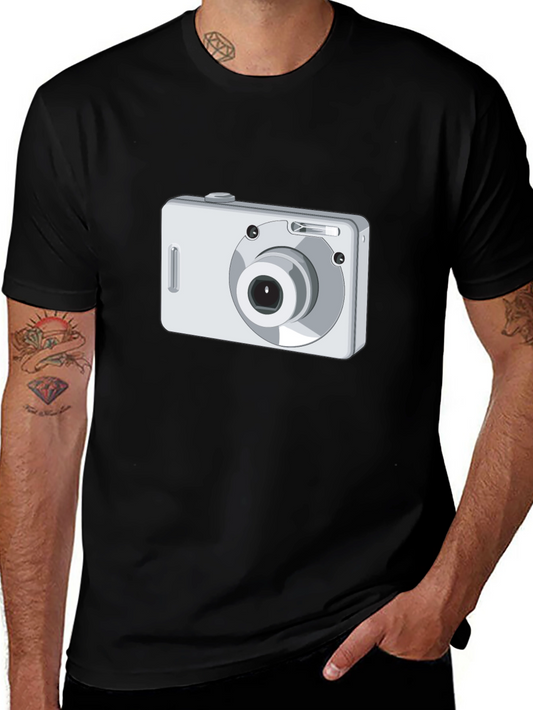 Camera Graphic Tee - Black Cotton T-Shirt