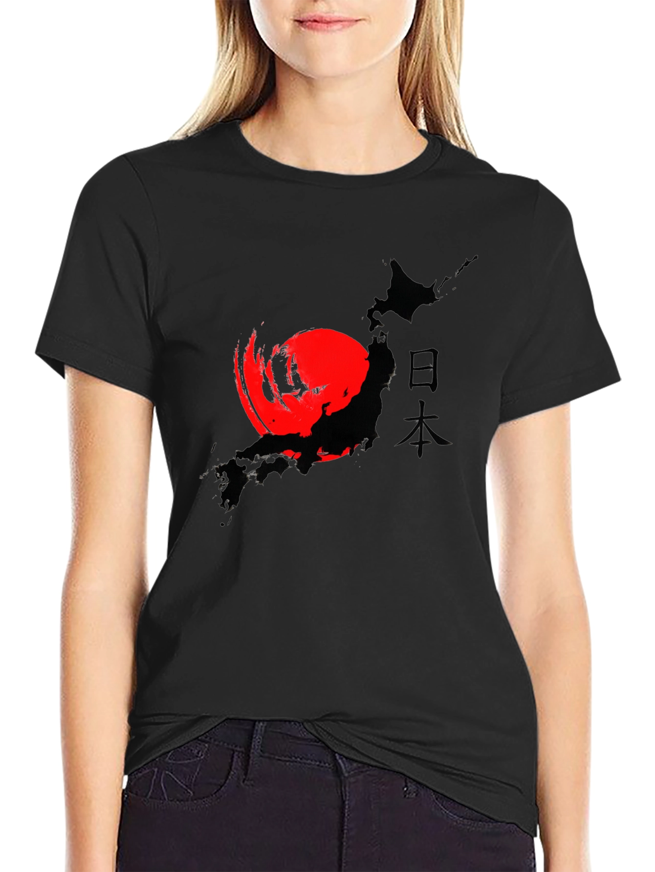 Japanese Map Graphic T-Shirt - Stylish Black Tee