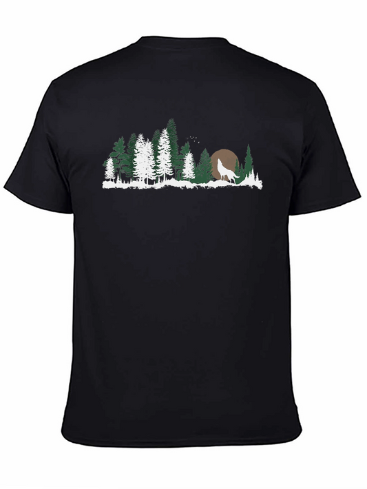 Wolf Howling at Moon Forest T-Shirt