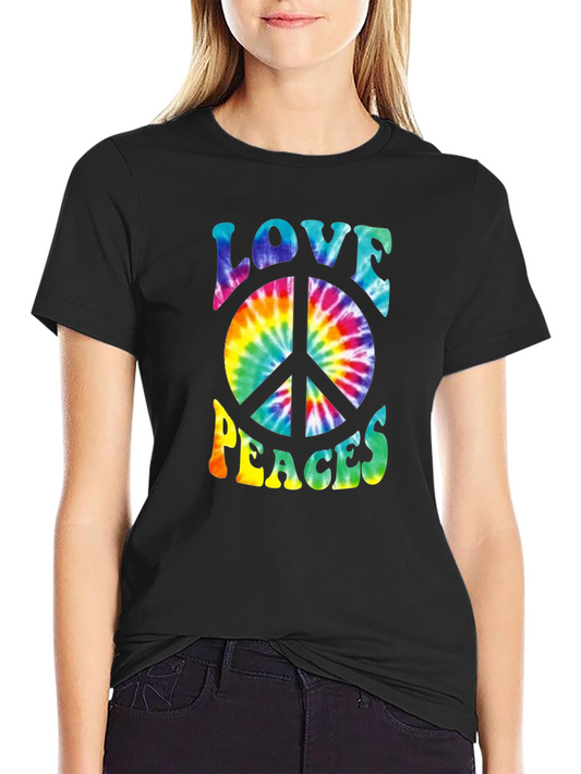 Love & Peace Tie Dye Graphic Tee - Black