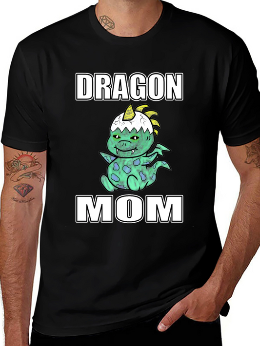 Dragon Mom Graphic T-Shirt - Cute Cartoon Mama Tee
