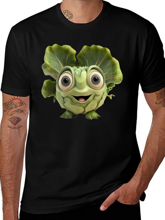 Artichoke Cartoon Graphic Black T-Shirt