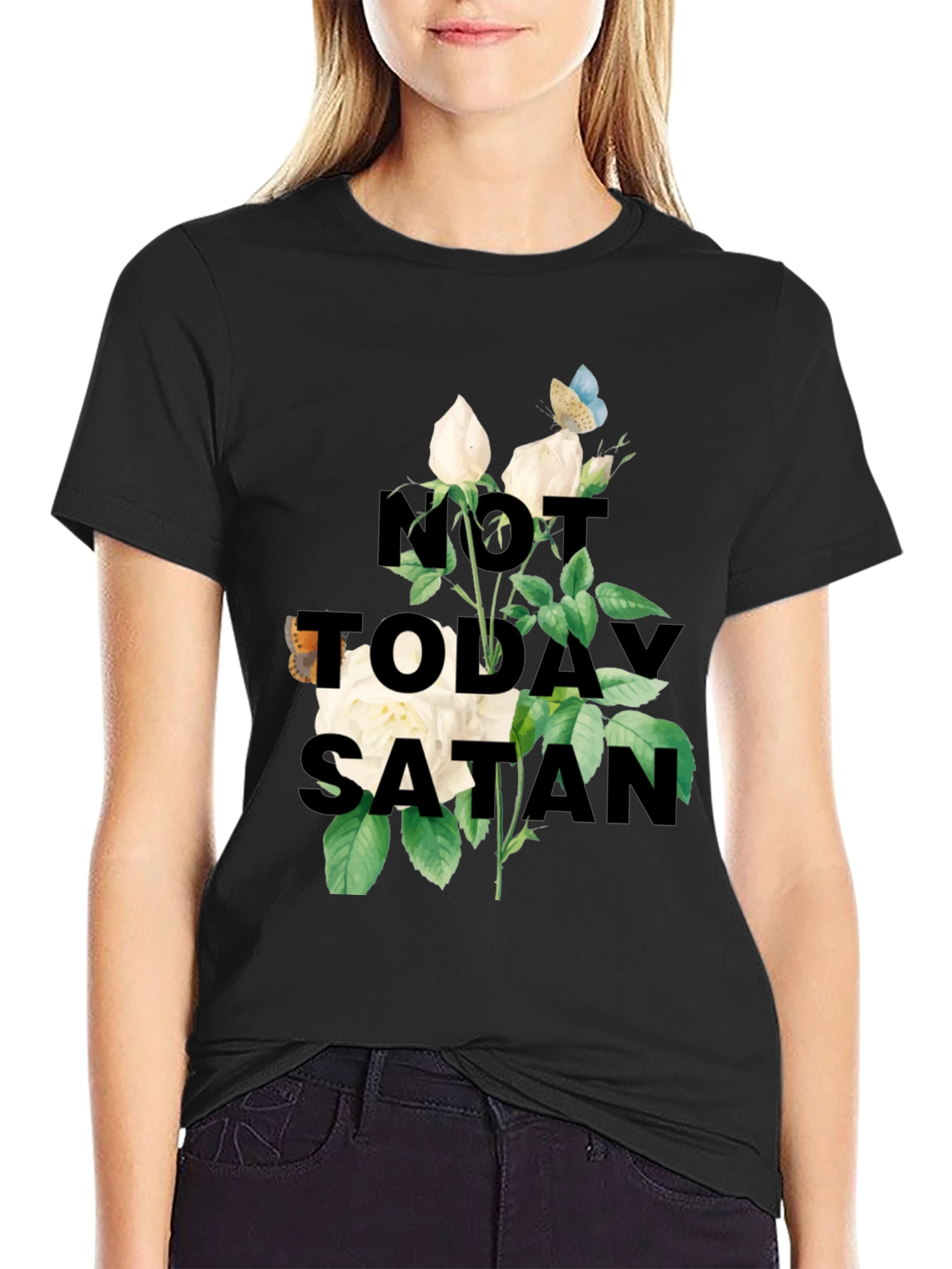 Not Today Satan T-Shirt | Floral Graphic Tee