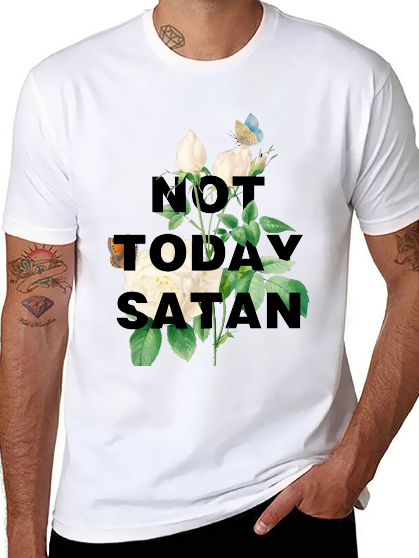 Not Today Satan T-Shirt | Floral Graphic Tee