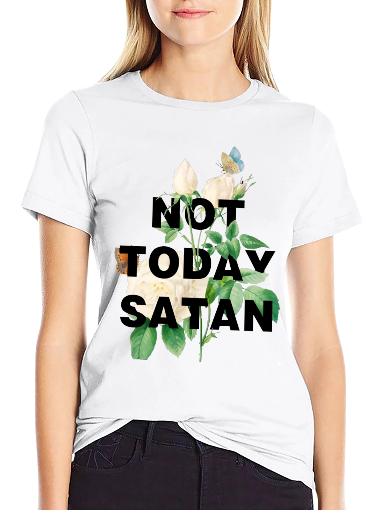 Not Today Satan T-Shirt | Floral Graphic Tee