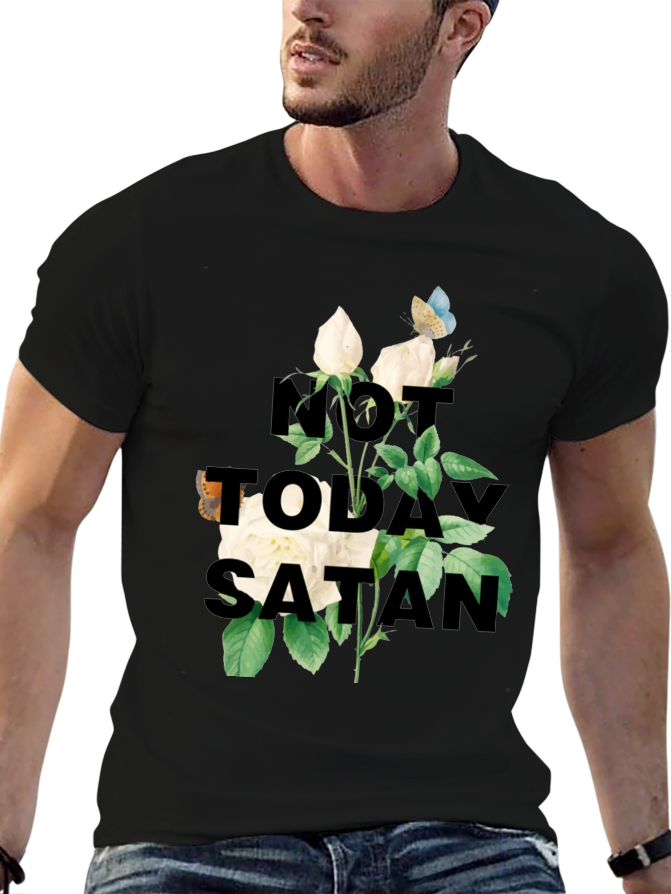 Not Today Satan T-Shirt | Floral Graphic Tee