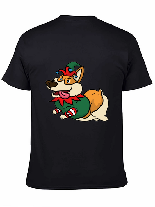 Festive Corgi Elf Graphic Tee