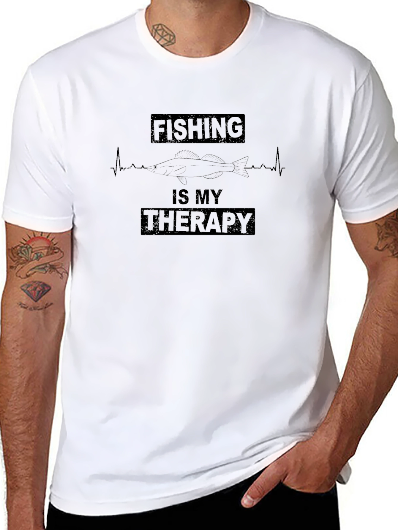 Fishing Is My Therapy T-Shirt - Black