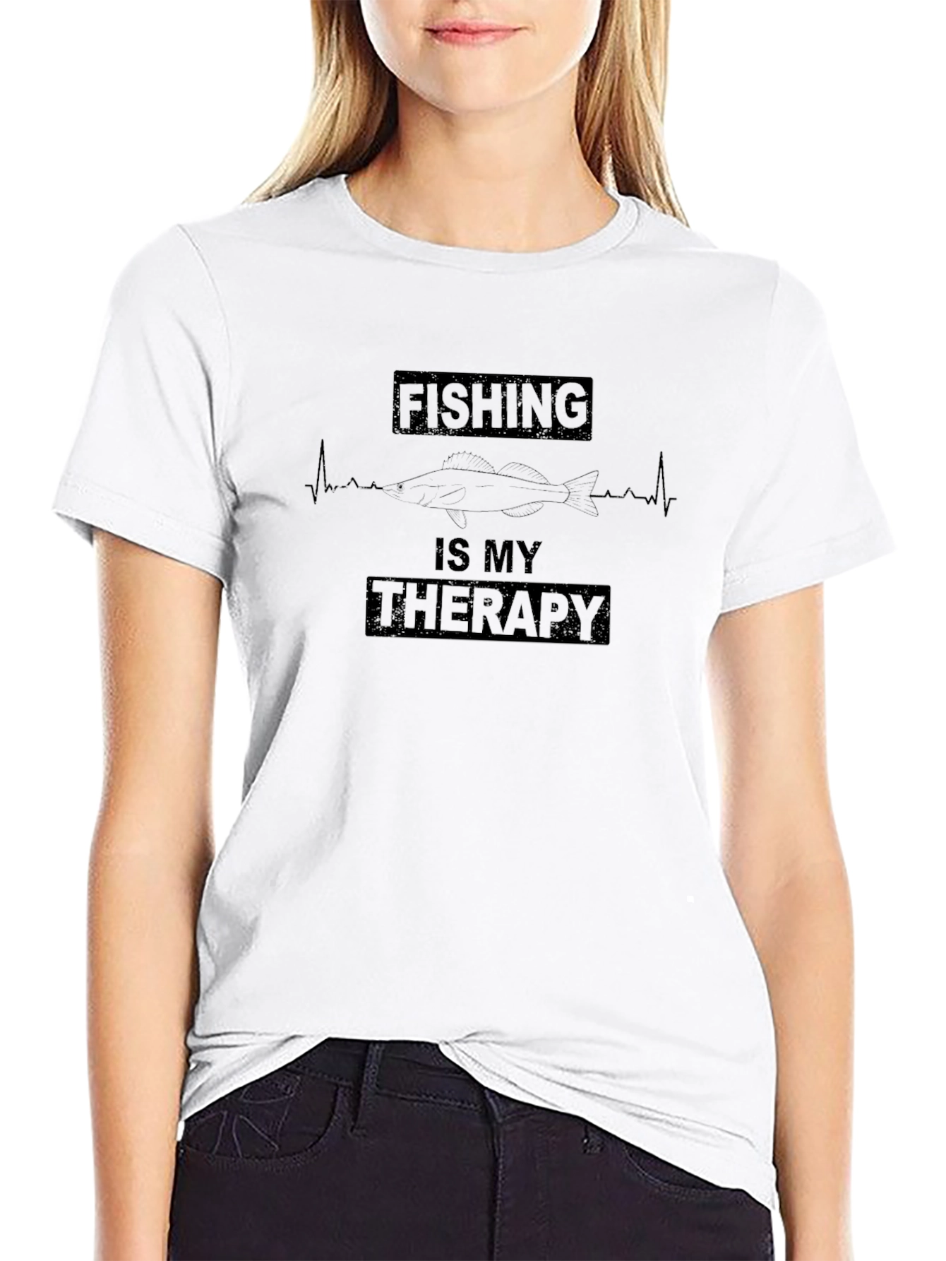 Fishing Is My Therapy T-Shirt - Black
