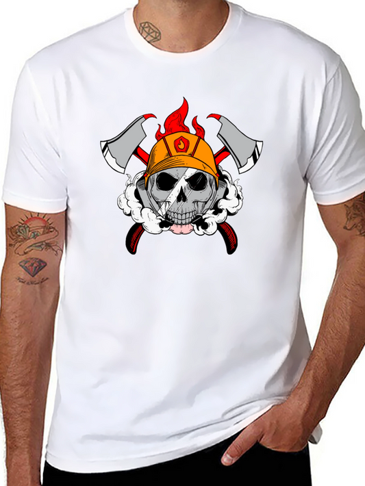 Firefighter Skull Graphic T-Shirt
